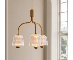 Nuura Asteea 3 Taklampa Satin Brass/Ripple Clear
