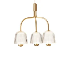 Nuura Asteea 3 Taklampa Satin Brass/Ripple Clear