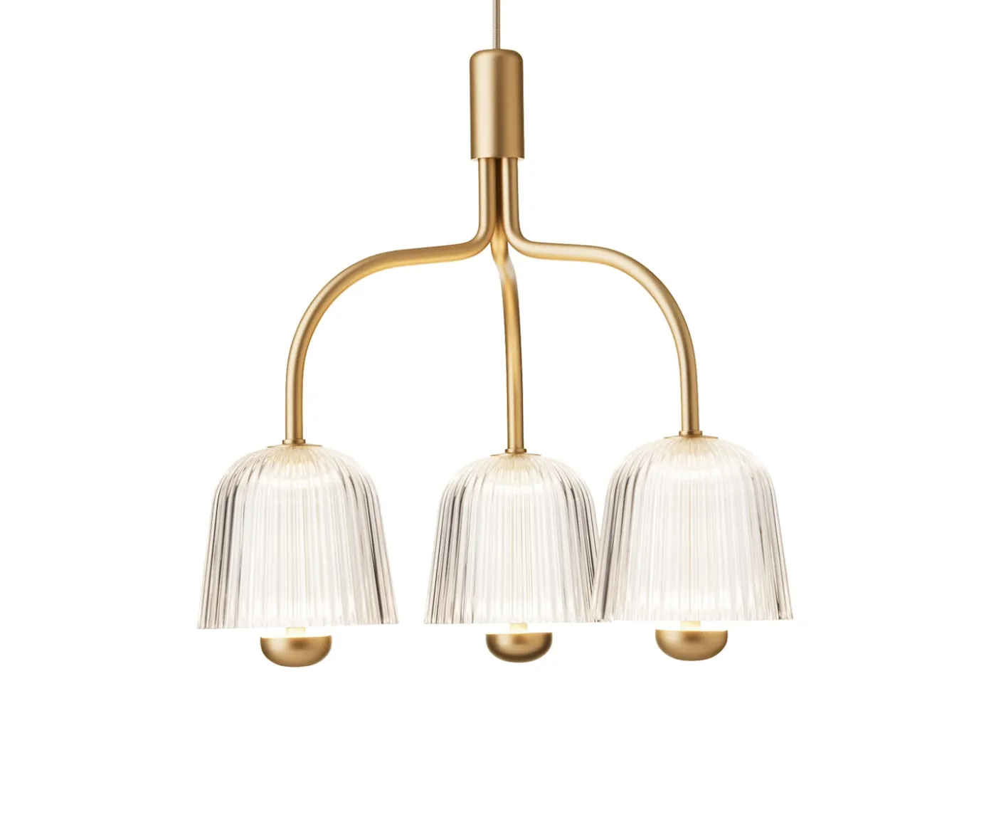 Nuura Asteea 3 Taklampa Satin Brass/Ripple Clear