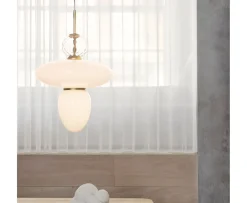 Nuura Rizzatto 43 Taklampa Satin Brass/Opal