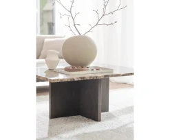 Rowico Home Brooksville Soffbord Brun Marmor/Ek Ø90