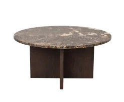 Rowico Home Brooksville Soffbord Brun Marmor/Ek Ø90