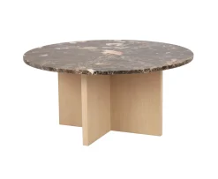 Rowico Home Brooksville Soffbord Brun Marmor/Vitpigmenterad Ø90