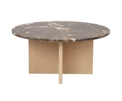 Rowico Home Brooksville Soffbord Brun Marmor/Vitpigmenterad Ø90
