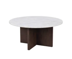 Rowico Home Brooksville Soffbord Vit Marmor/Ek Ø90