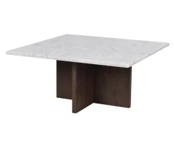 Rowico Home Brooksville Soffbord Vit Marmor/Ek 90x90