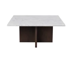 Rowico Home Brooksville Soffbord Vit Marmor/Ek 90x90