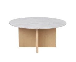 Rowico Home Brooksville Soffbord Vit Marmor/Vitpigmenterad Ø90