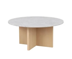 Rowico Home Brooksville Soffbord Vit Marmor/Vitpigmenterad Ø90