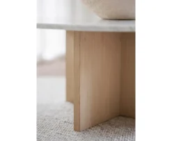 Rowico Home Brooksville Soffbord Vit Marmor/Vitpigmenterad Ø90