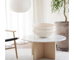 Rowico Home Brooksville Soffbord Vit Marmor/Vitpigmenterad Ø90