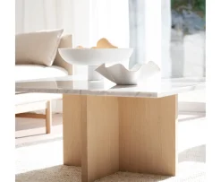 Rowico Home Brooksville Soffbord Vit Marmor/Vitpigmenterad Ø90