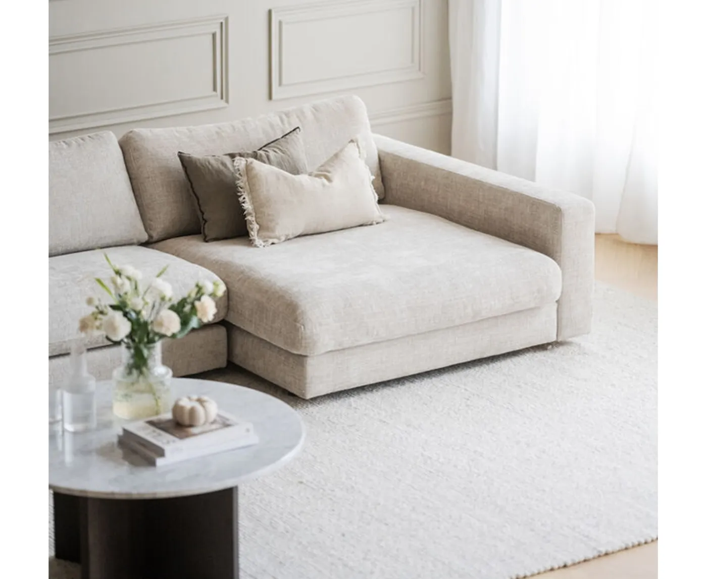 Rowico Home Duncan 1.5-sits Modul Schäslong Höger Ljusgrå