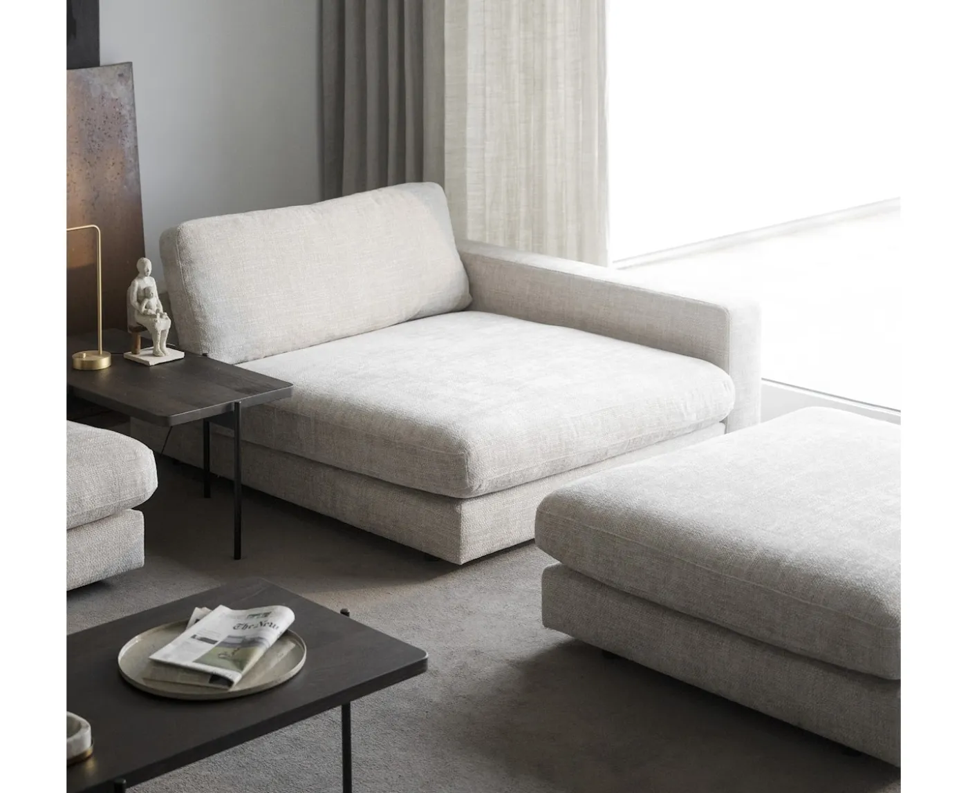 Rowico Home Duncan 1.5-sits Modul Schäslong Höger Ljusgrå