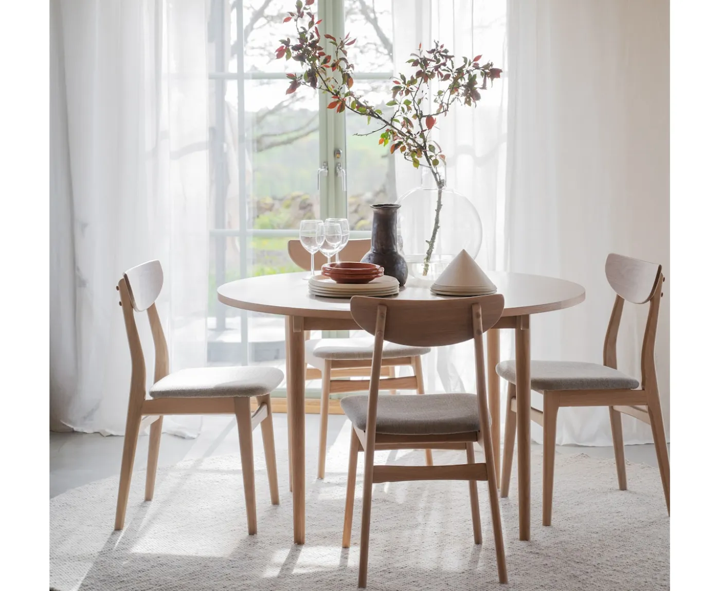 Rowico Home Fairmount Matbord Runt Beige/Vitpigmenterad Ek Ø120