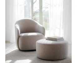 Rowico Home Joplin Sittpuff Ljusbeige Ø70