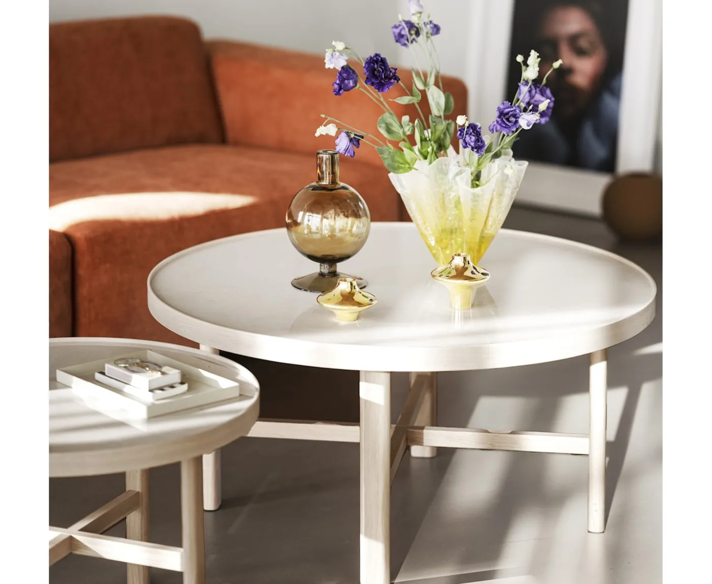 Rowico Home Marsden Soffbord Beige/Vitpigmenterad Ø90