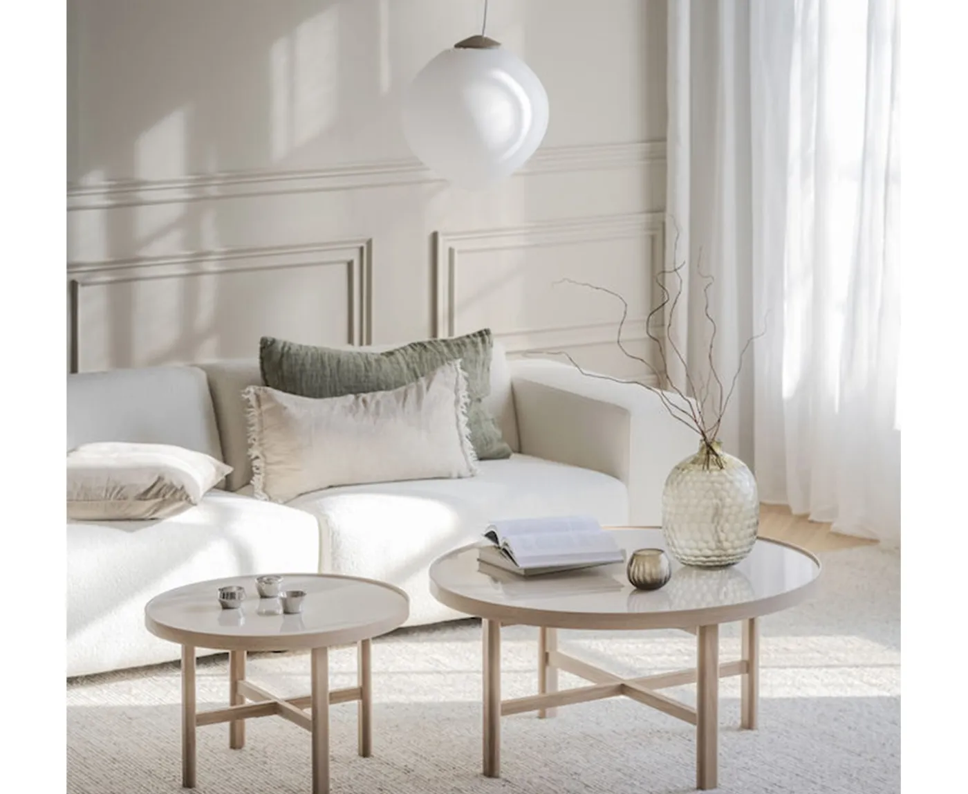 Rowico Home Marsden Soffbord Beige/Vitpigmenterad Ø90