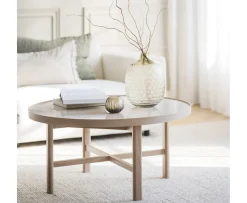 Rowico Home Marsden Soffbord Beige/Vitpigmenterad Ø90