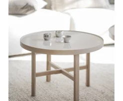 Rowico Home Marsden Soffbord Beige/Vitpigmenterad Ø60