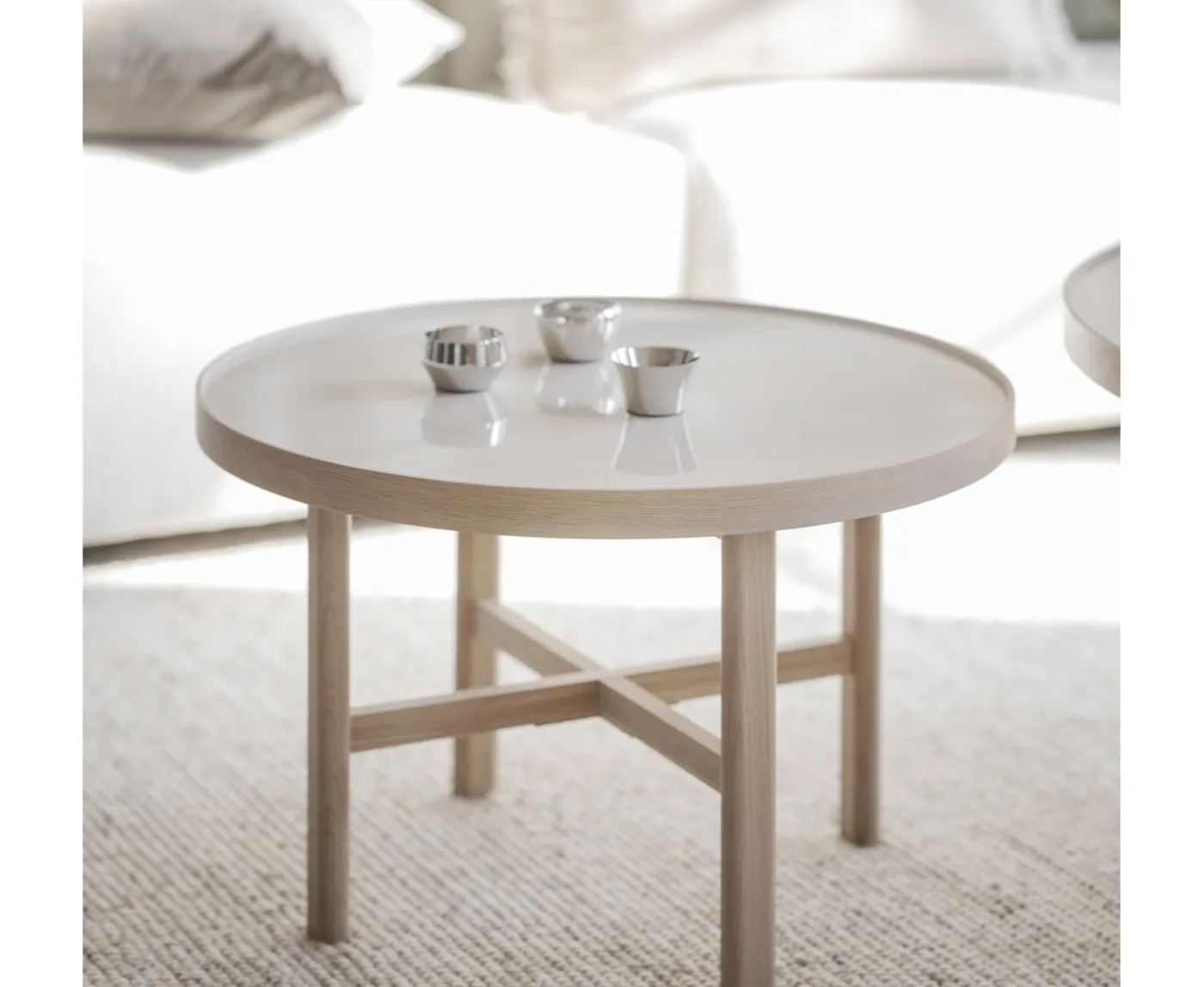 Rowico Home Marsden Soffbord Beige/Vitpigmenterad Ø60