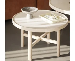 Rowico Home Marsden Soffbord Beige/Vitpigmenterad Ø60