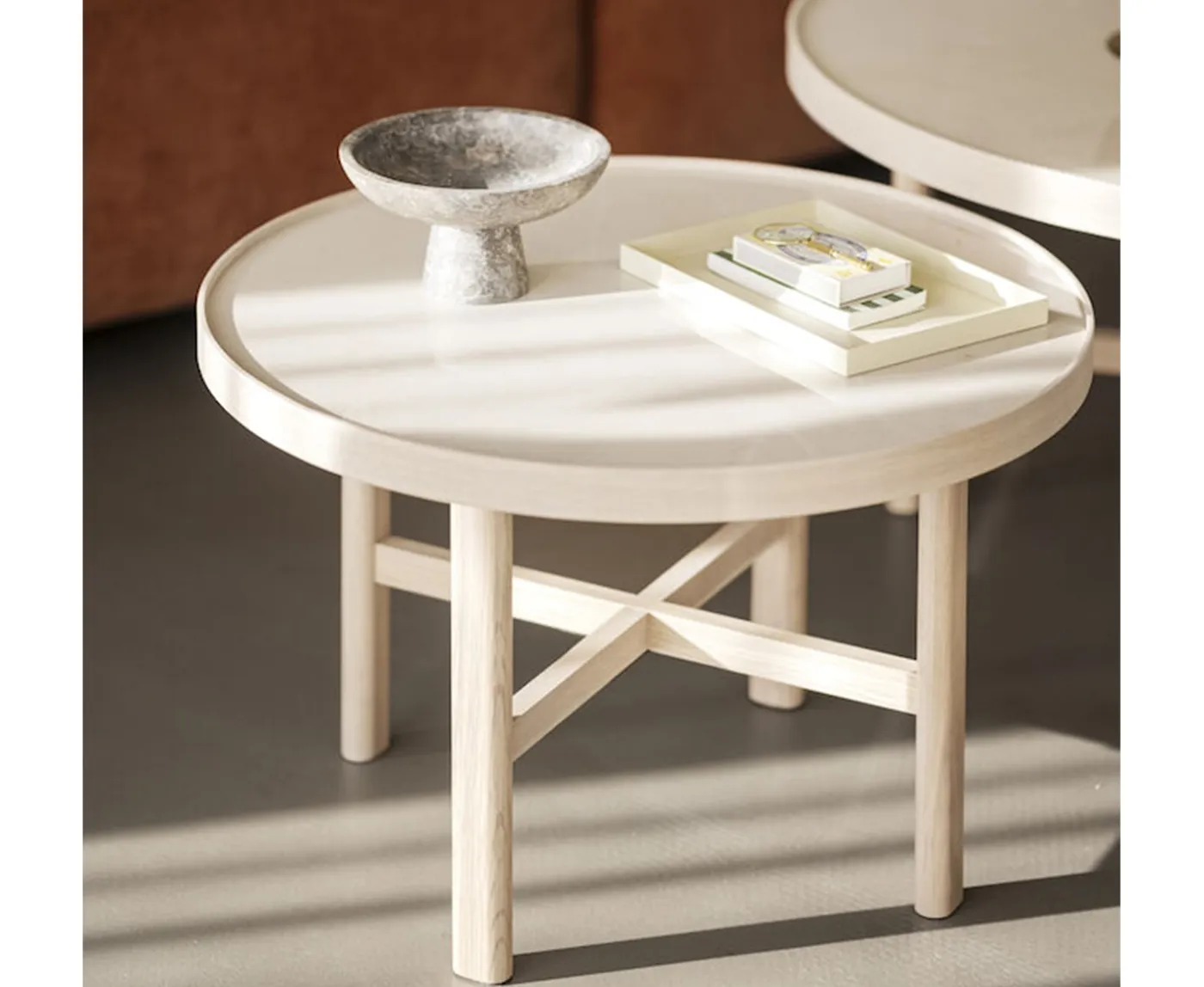 Rowico Home Marsden Soffbord Beige/Vitpigmenterad Ø60