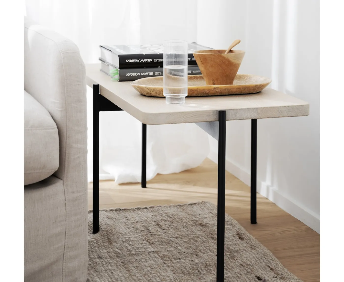 Rowico Home Shelton Soffbord Vitpigmenterad/Svart 95x50cm