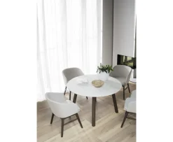 Rowico Home Taransay Matbord Beige Travertin/Brun Ek Ø125