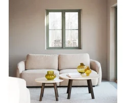 Rowico Home Taransay Soffbord Beige Travertin/Brun Ek Ø90