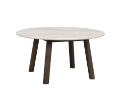 Rowico Home Taransay Soffbord Beige Travertin/Brun Ek Ø90