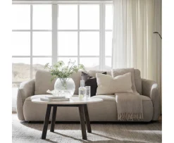 Rowico Home Taransay Soffbord Beige Travertin/Brun Ek Ø90