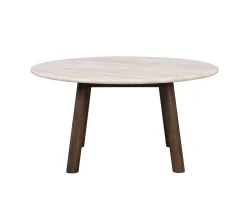 Rowico Home Taransay Soffbord Beige Travertin/Brun Ek Ø90