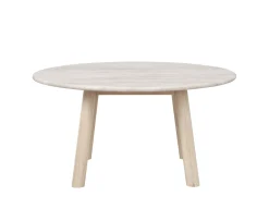 Rowico Home Taransay Soffbord Beige Travertin/Vitpigmenterad Ek Ø90