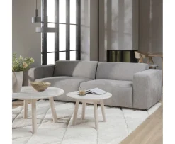 Rowico Home Taransay Soffbord Beige Travertin/Vitpigmenterad Ek Ø90