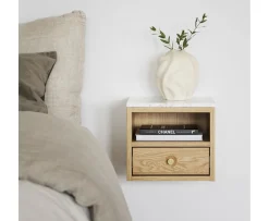 Rowico Home Whitmore Sängbord/Väggskåp Ek/Vit Marmor