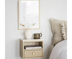 Rowico Home Whitmore Sängbord/Väggskåp Vitpigmenterad/Vit Marmor