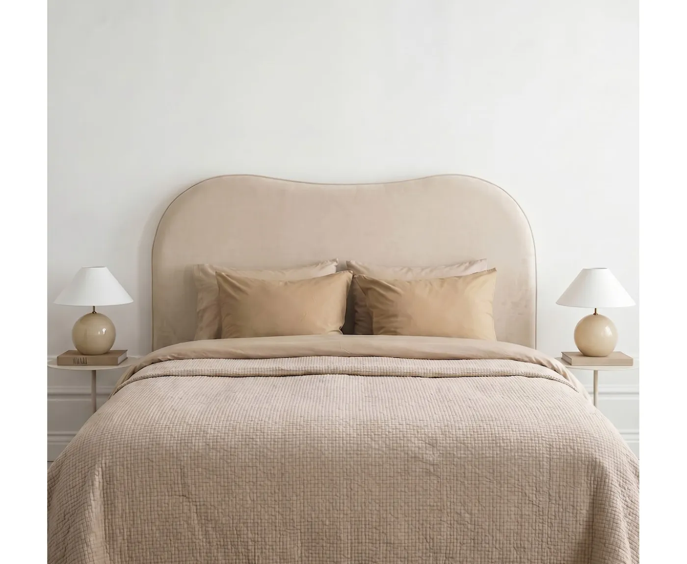 Sleepo Collection Lola Sänggavel Sammet Beige 180cm