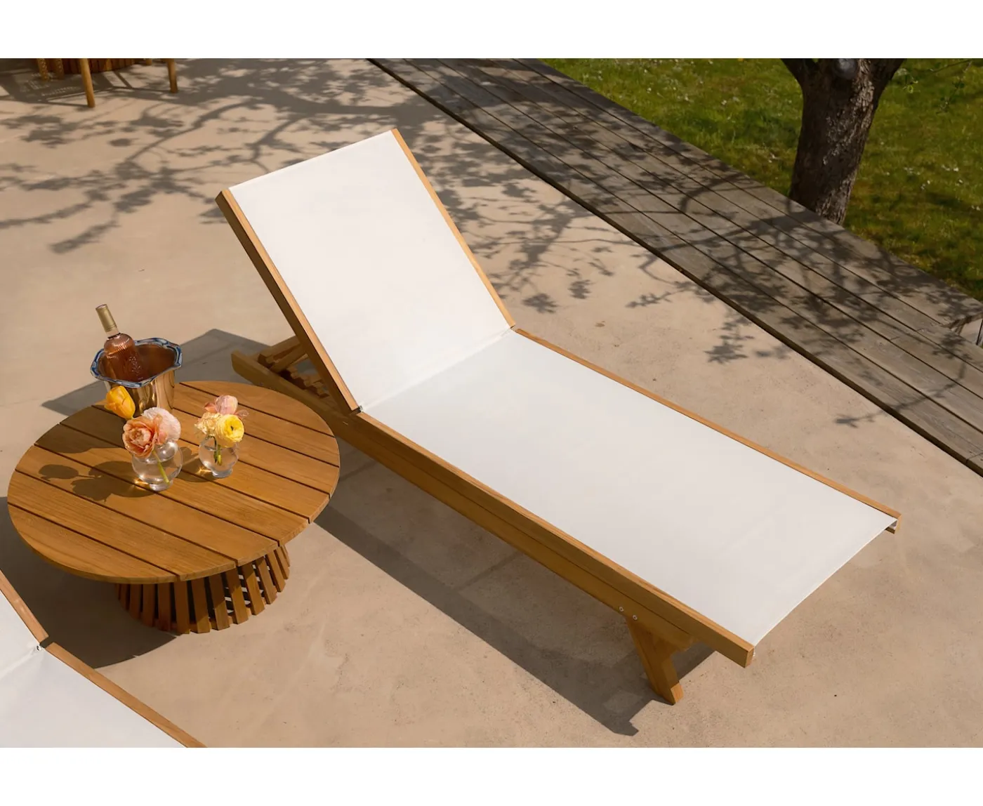 Sleepo Collection Soleil Outdoor Solsäng Teak/Vit