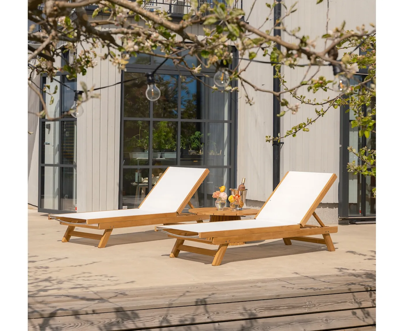 Sleepo Collection Soleil Outdoor Solsäng Teak/Vit