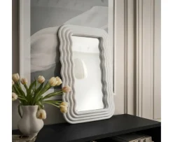 Sleepo Collection Wave Spegel Matt Vit 80x50