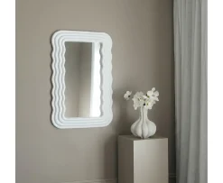 Sleepo Collection Wave Spegel Matt Vit 80x50