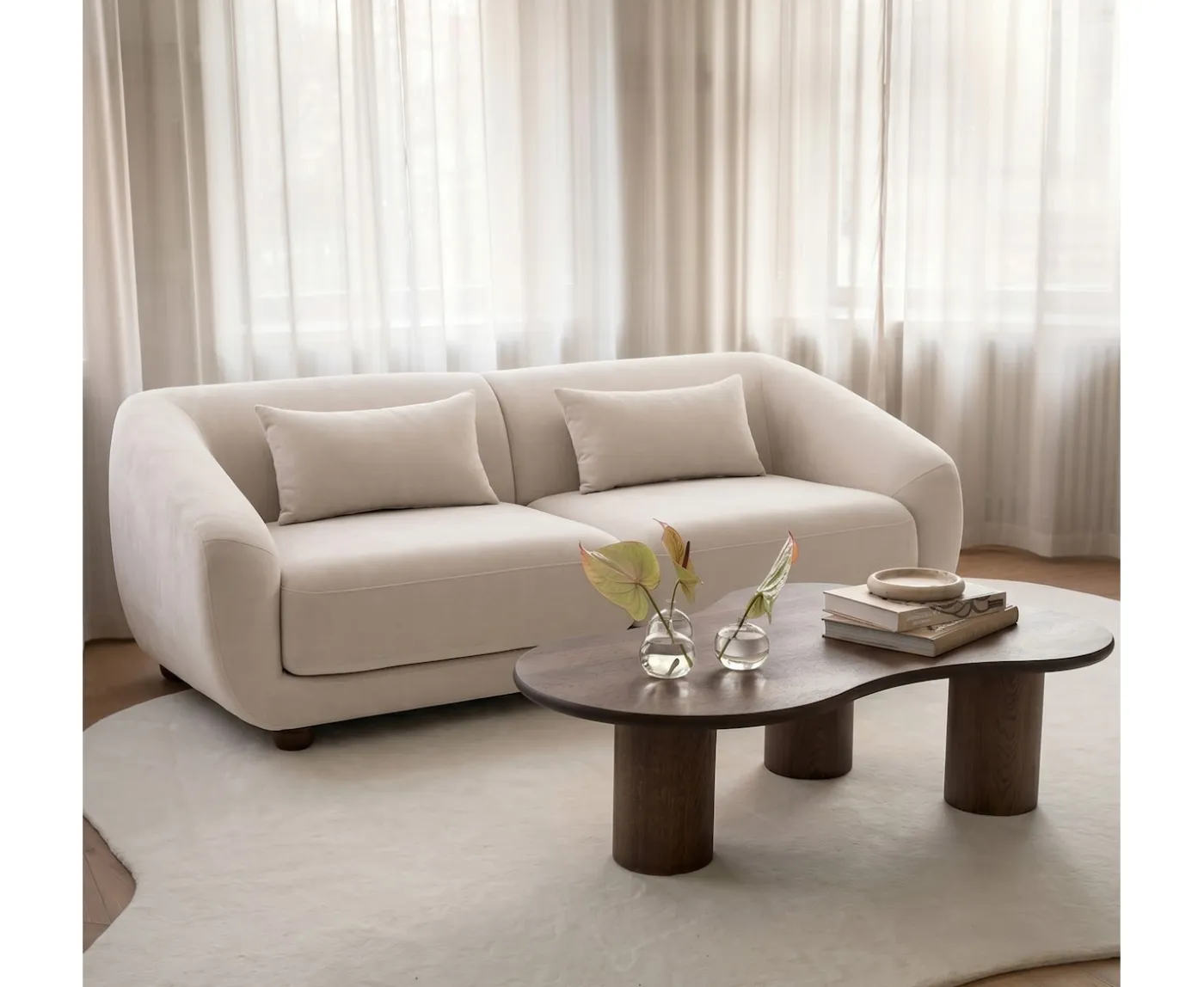 Sleepo Collection Alba 2-sits Soffa Beige 218cm