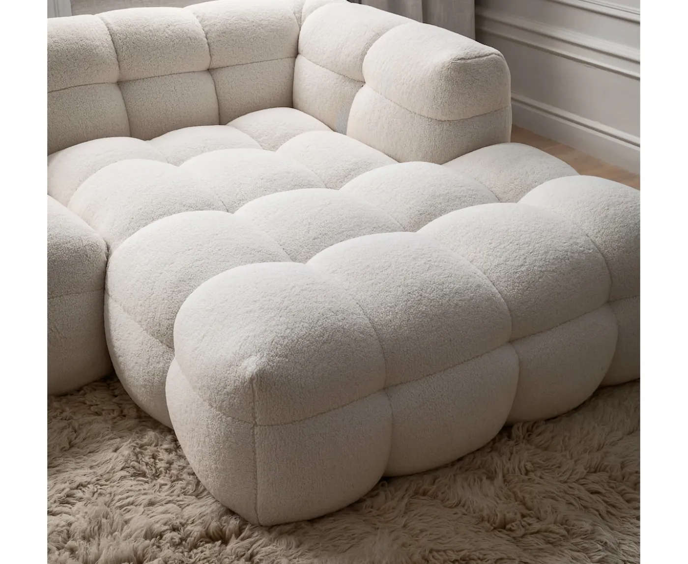 Sleepo Collection Billie Divansoffa Höger Creme Teddy 292cm