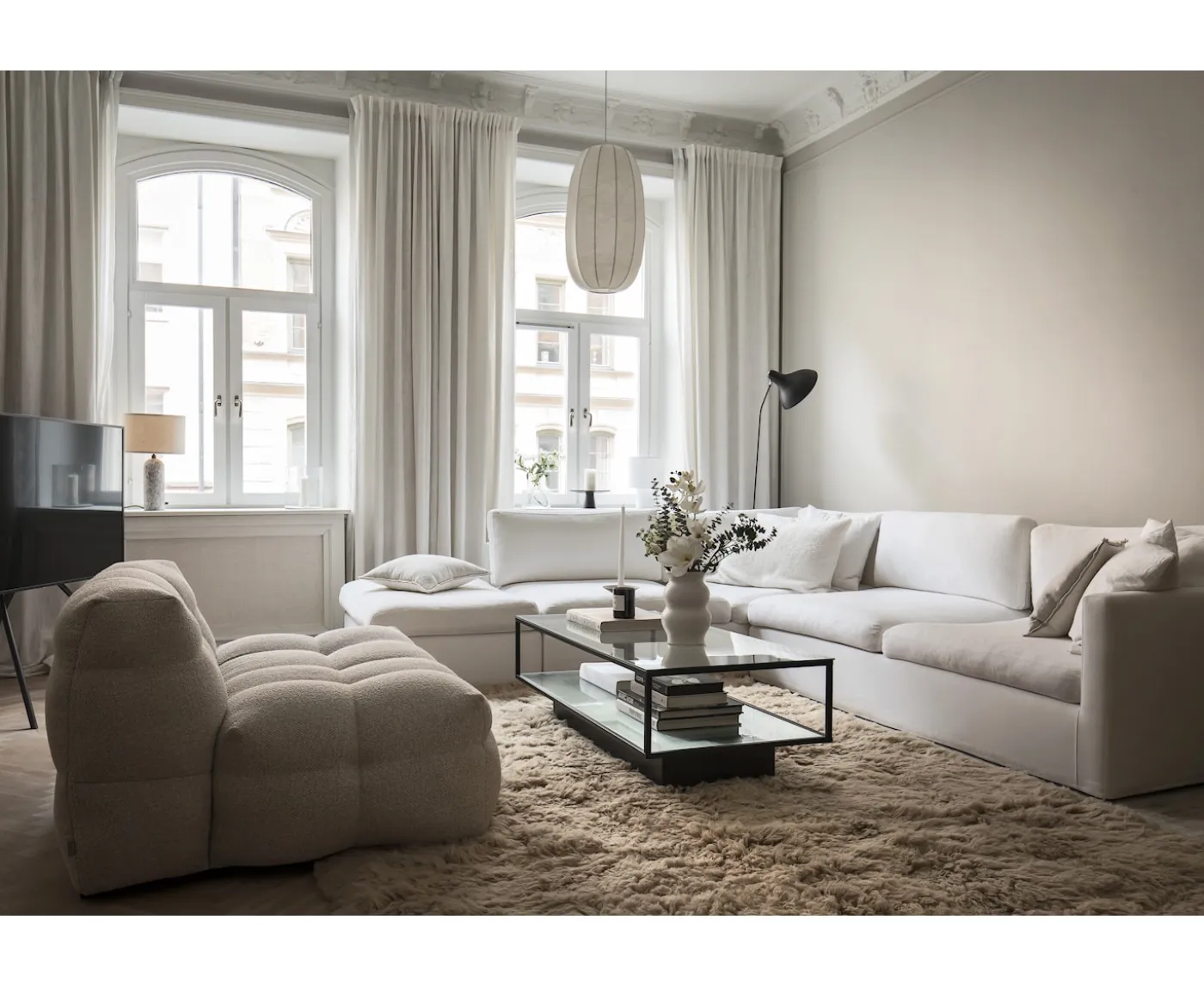 Sleepo Collection Billie Loungestol Beige Bouclé 120cm