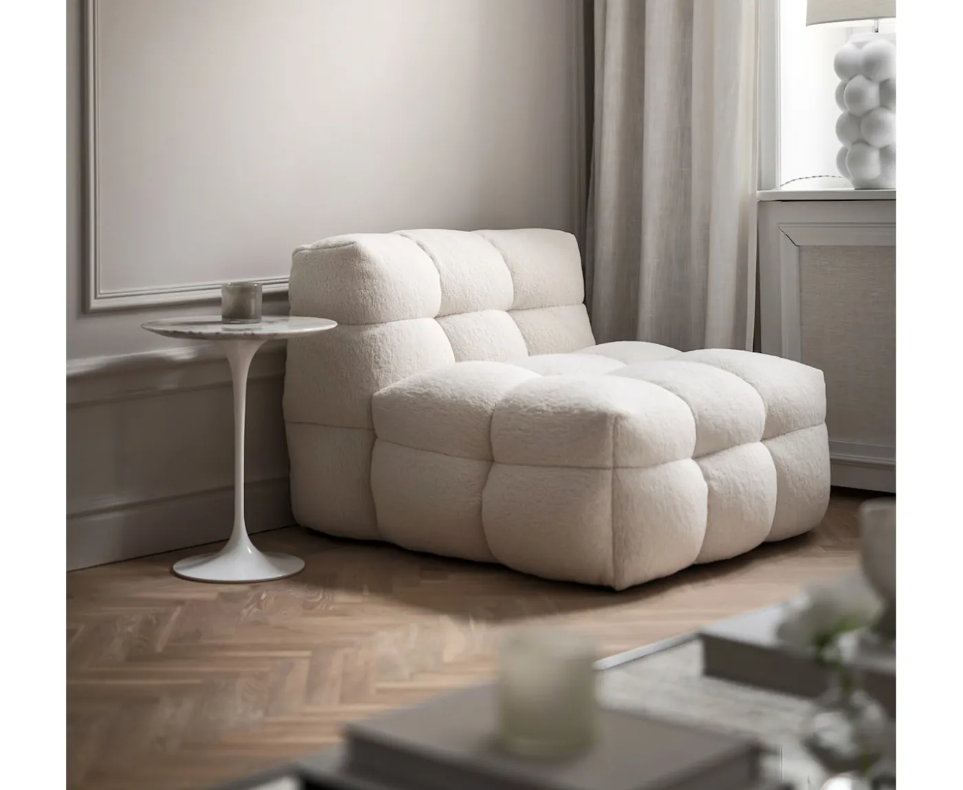 Sleepo Collection Billie Loungestol Creme Teddy 89cm