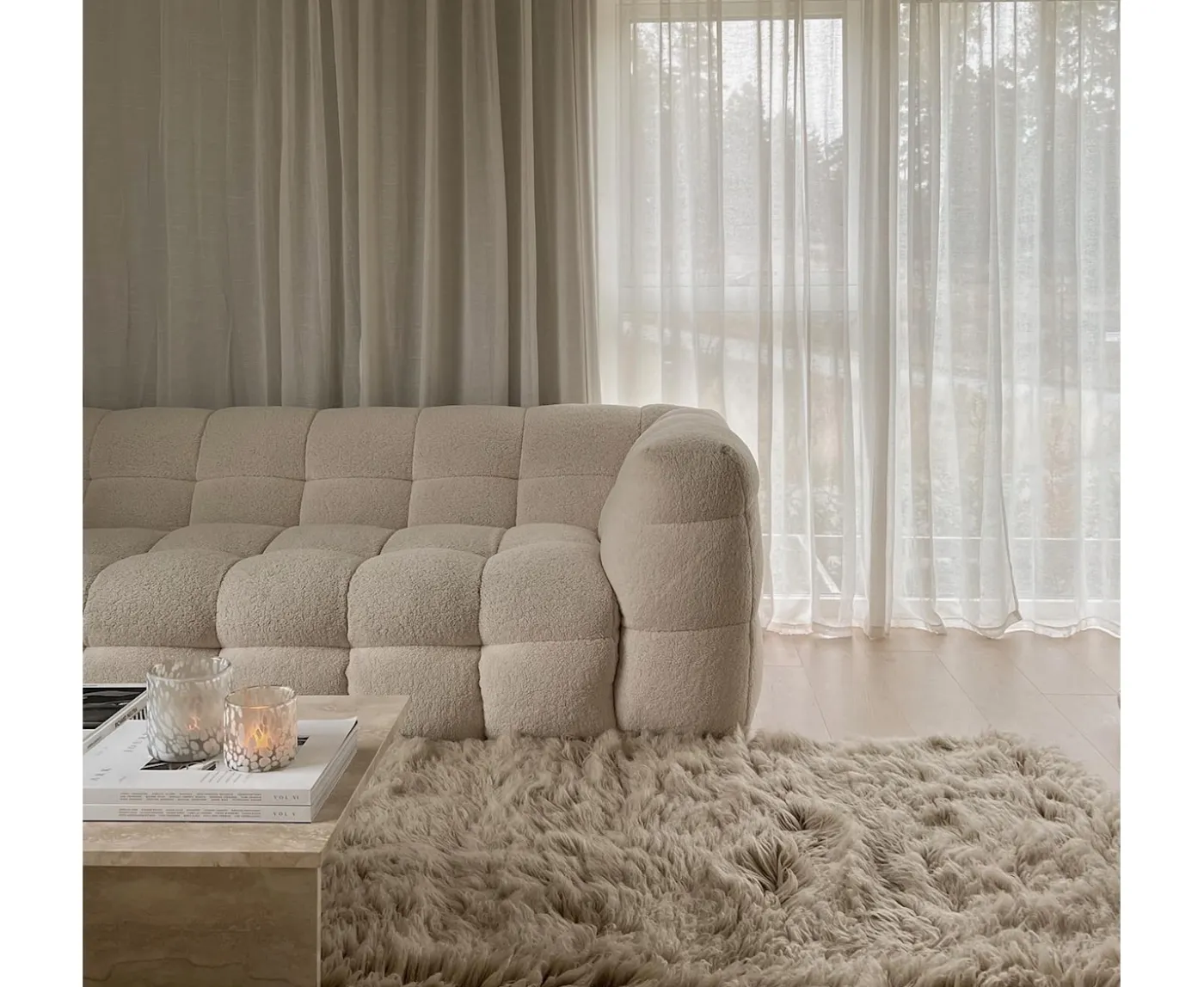 Sleepo Collection Billie 4-sits Soffa Creme Teddy 282cm