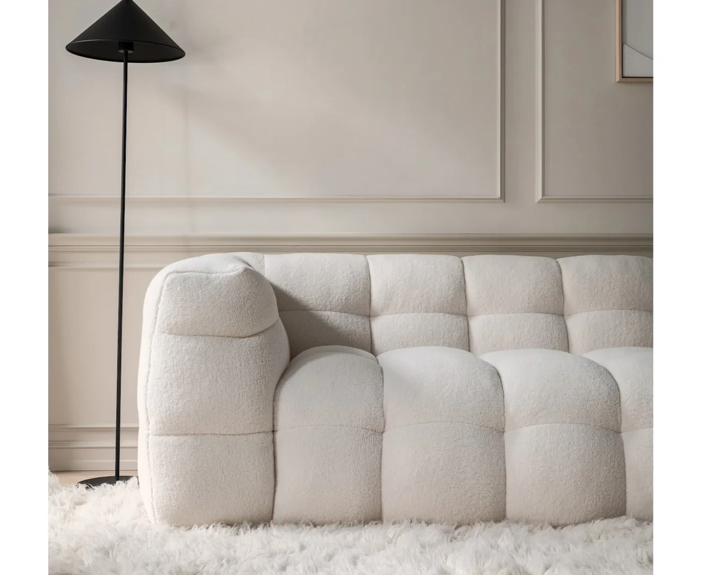Sleepo Collection Billie 4-sits Soffa Creme Teddy 282cm