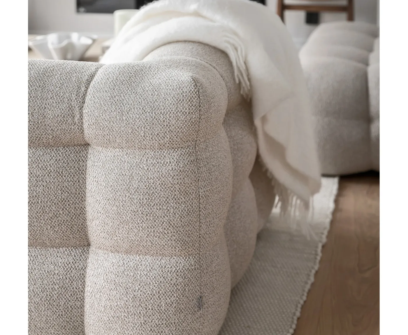 Sleepo Collection Billie 1-sits Soffmodul Höger Armstöd Beige Bouclé 118cm