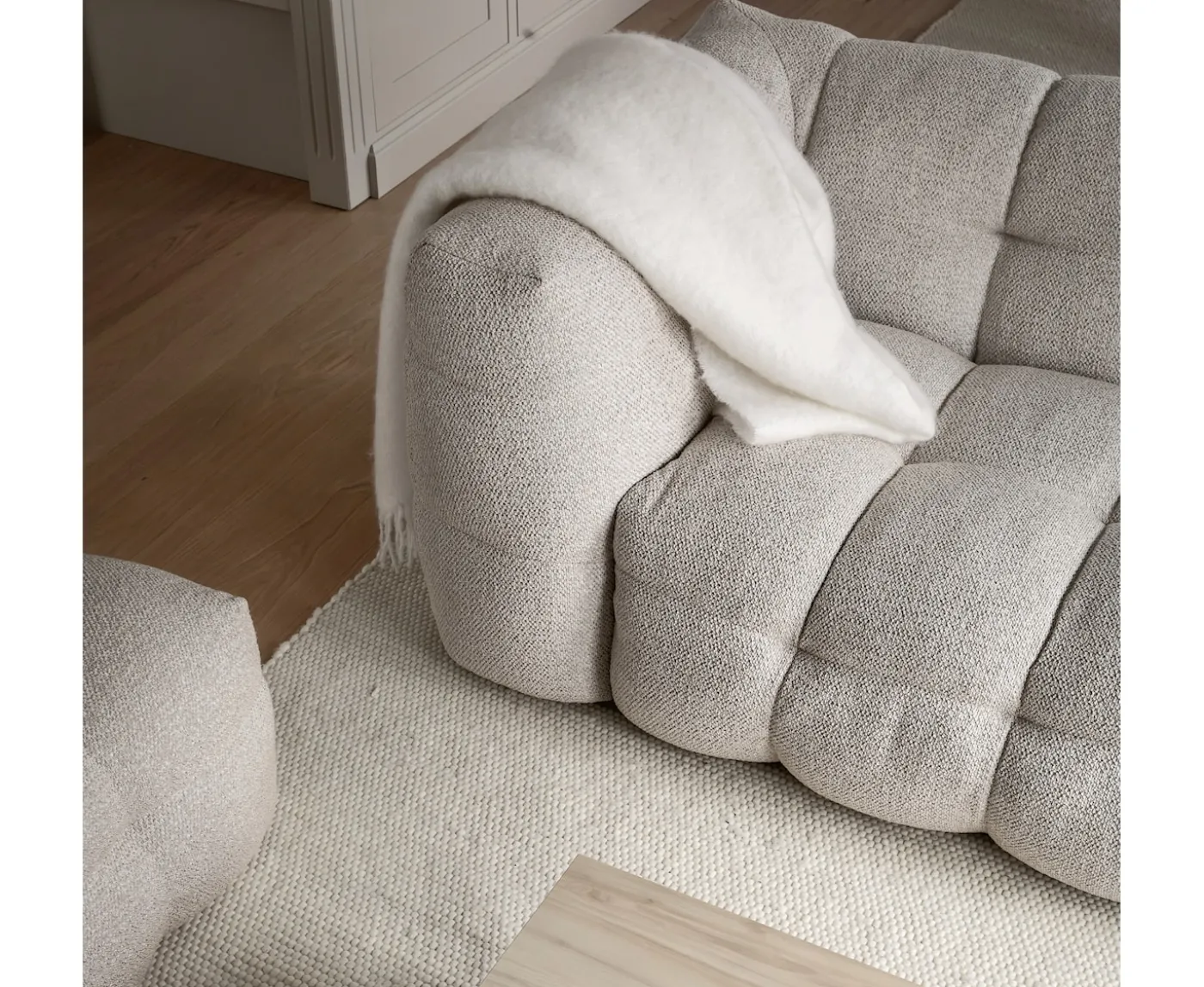 Sleepo Collection Billie 2-sits Soffmodul Vänster Armstöd Beige Bouclé 174cm